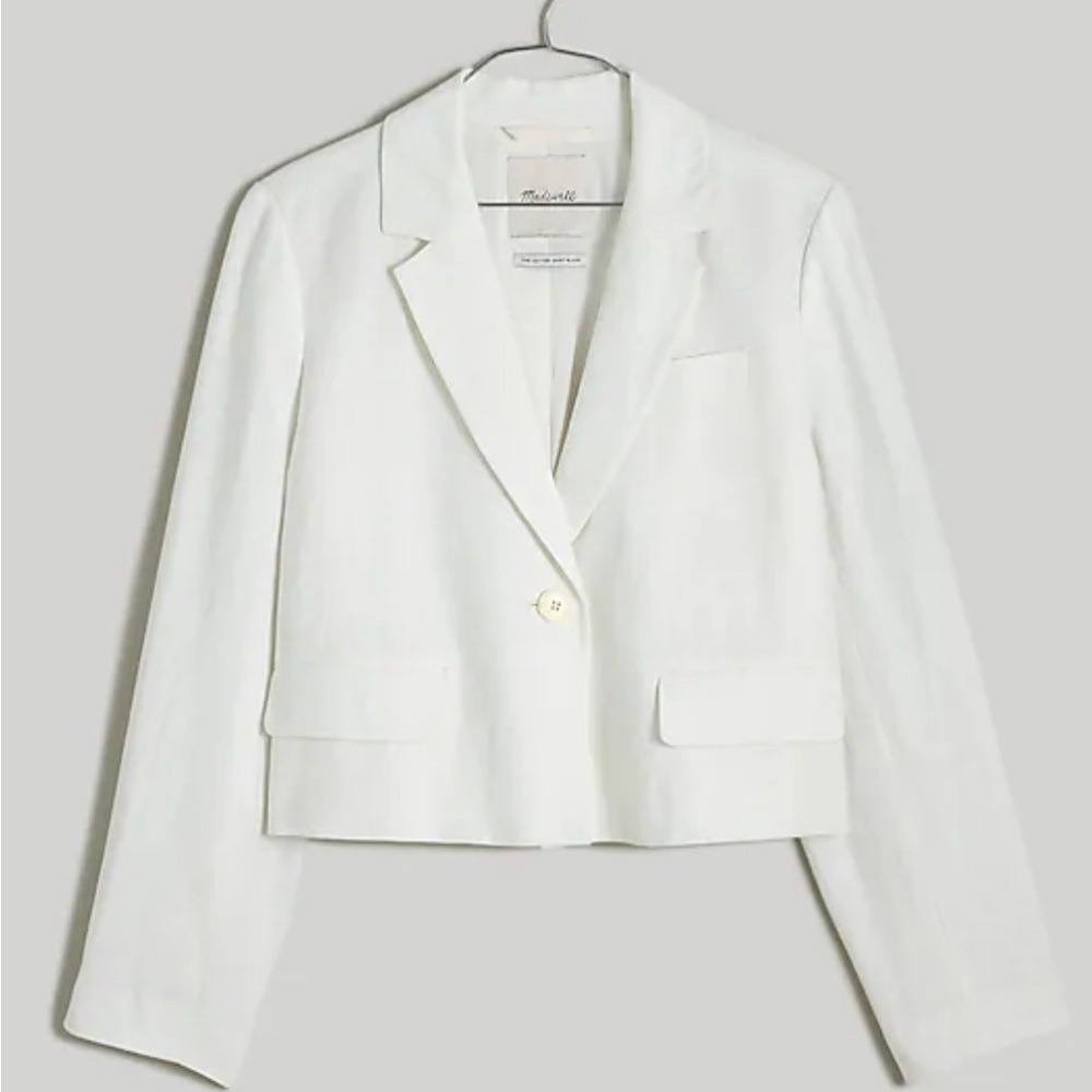 Madewell White Cropped Single-Button Blazer